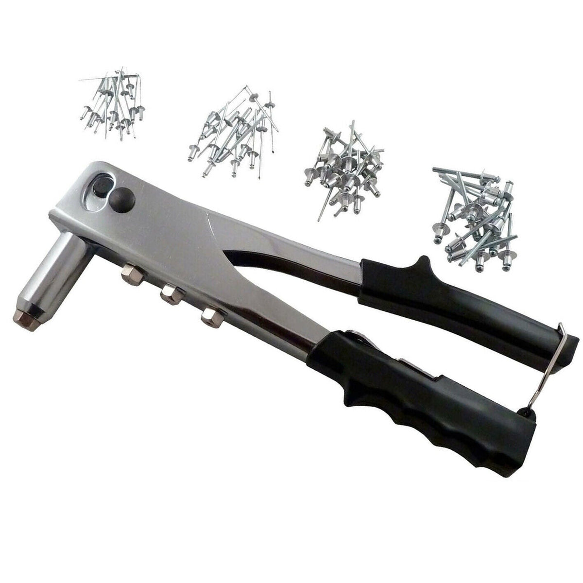 Gun Metal Riveter Rivet Gun Heavy Duty Metal Workforce Aust 4x Nozzles 1/8 3/32 5/32 3/1 ...