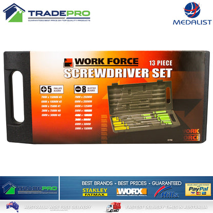 Screw Driver Set 13 piece Phillips & Flat in Carry Case Quality 13pc Screwdriver