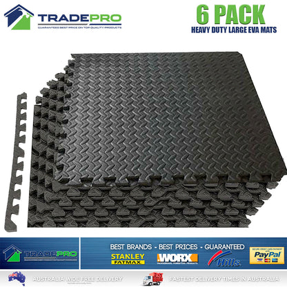 6PC Floor Mat Tiles EVA H/Duty Rubber Foam Interlocking Fatigue Shock Absorb Gym