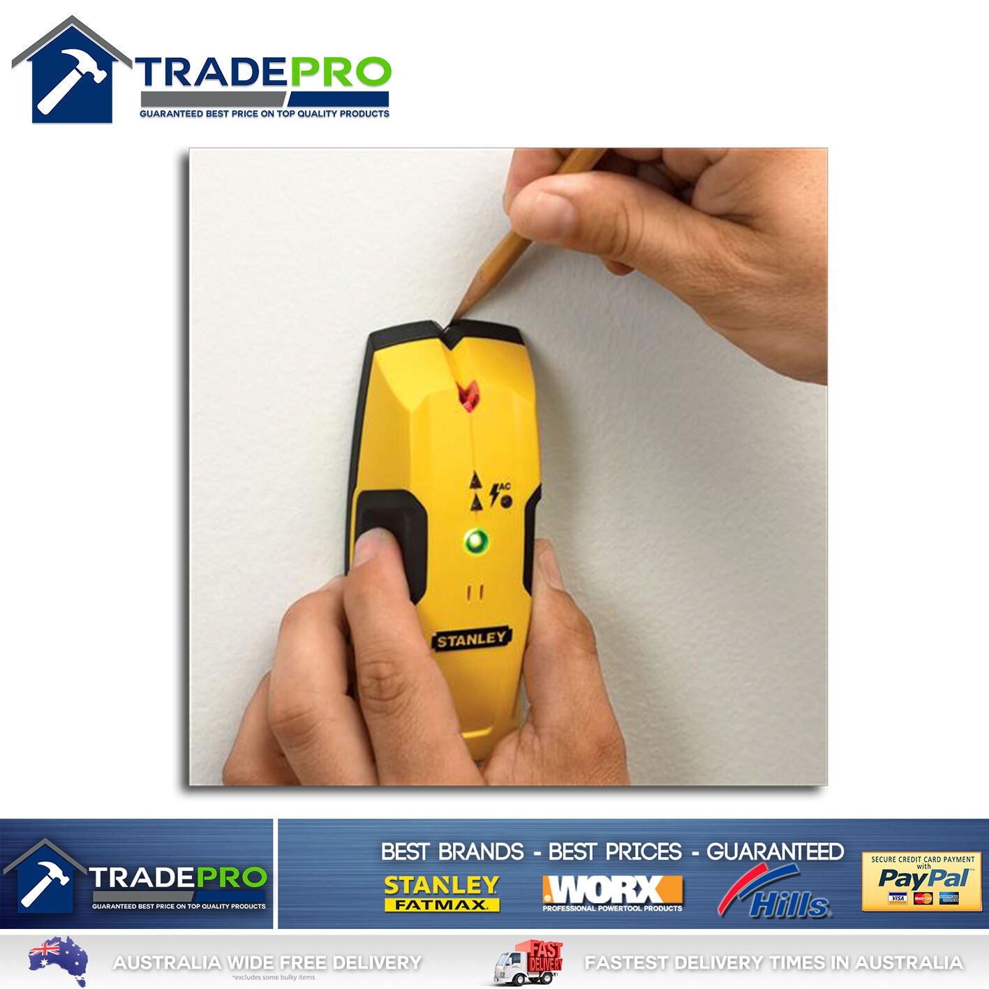 Stanley Stud Detector Sensor Finder S100 NEW MODEL AC Detection Metal &Wood Scan