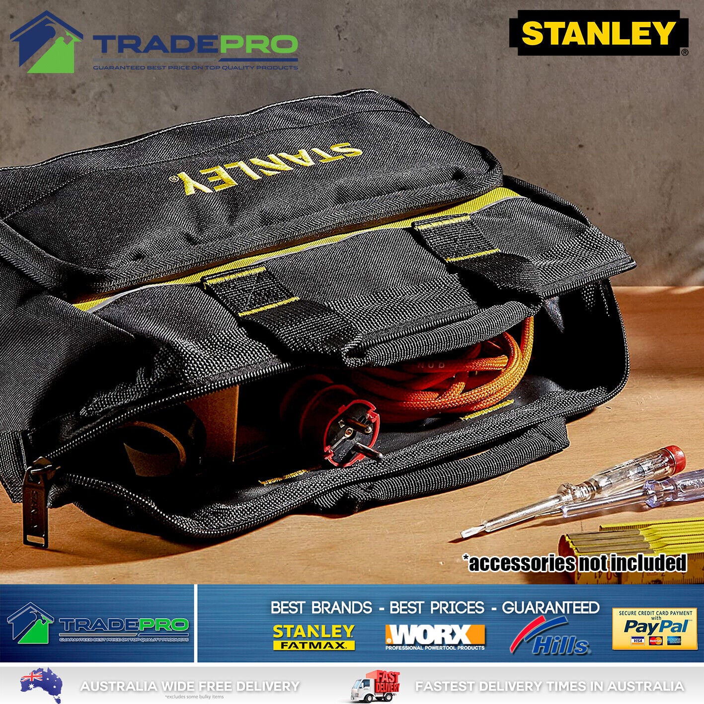 Stanley Tool Bag Tote 12" 300mm Organiser 1-93-330 Carry PRO Storage Pocket Case