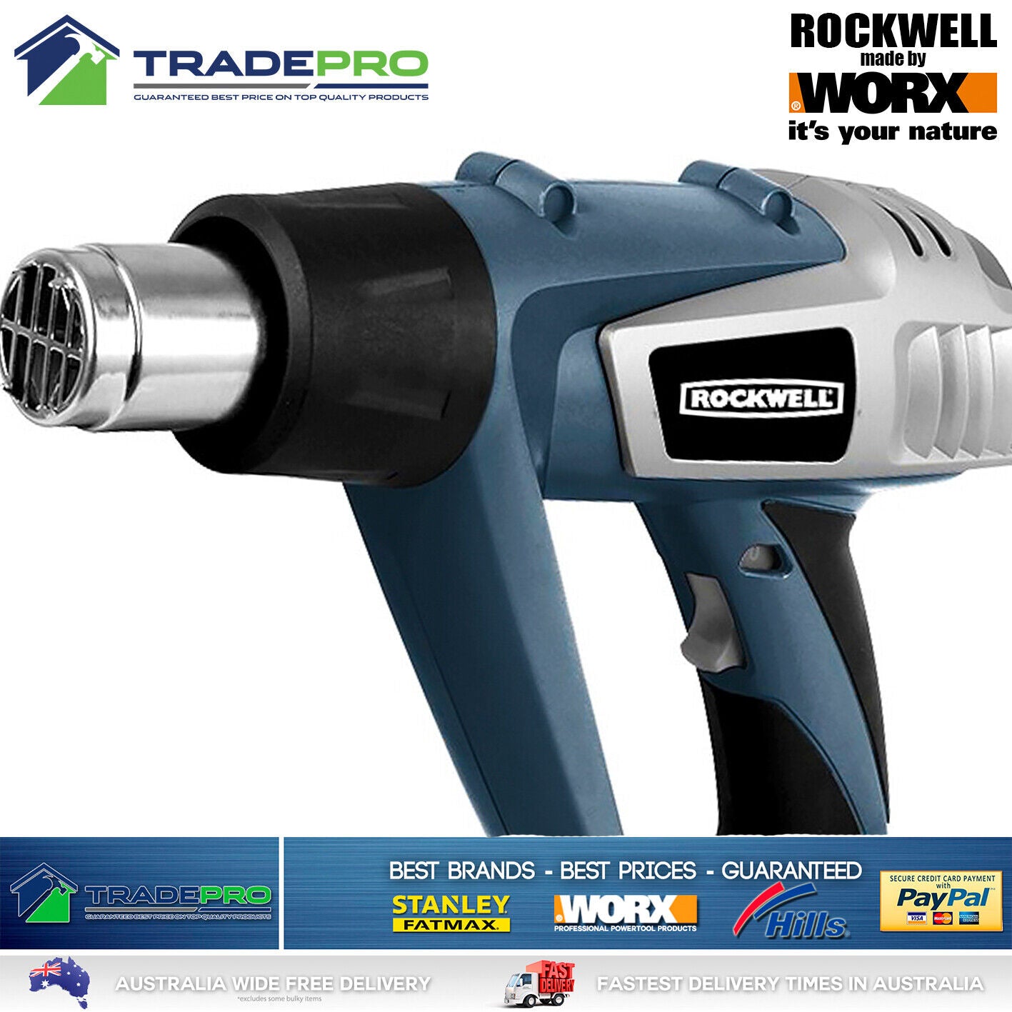 Electric Heat Gun PRO Kit 2000 Watt 4 Nozzle Set Adjustable Speed & Hot Air Flow