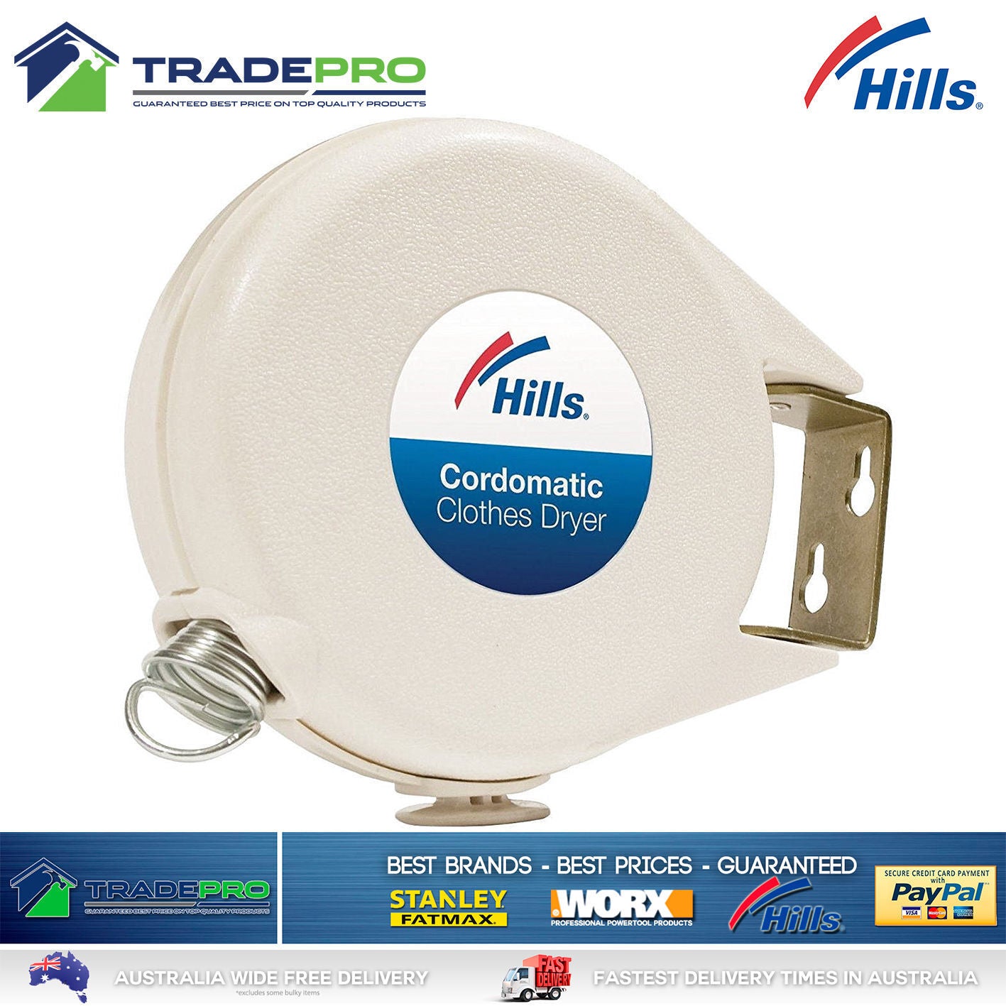 Hills® Cordomatic PRO Clothes Dryer Retractable Clothesline 15m Airer Single