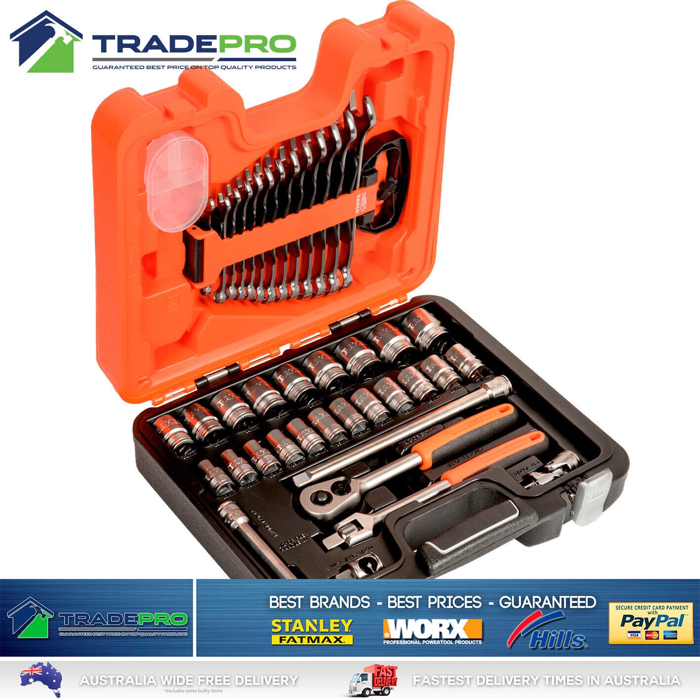 Bahco® PRO 1/2" Square Drive Socket & Spanner Set Metric Ratchet with Case