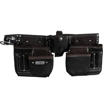 Leather Nail Bag 11 Pocket Medaltech® PRO Tool Pouch Carpenter Riggers Quality