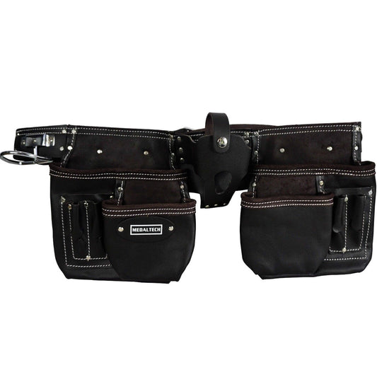 Leather Nail Bag 11 Pocket Medaltech® PRO Tool Pouch Carpenter Riggers Quality