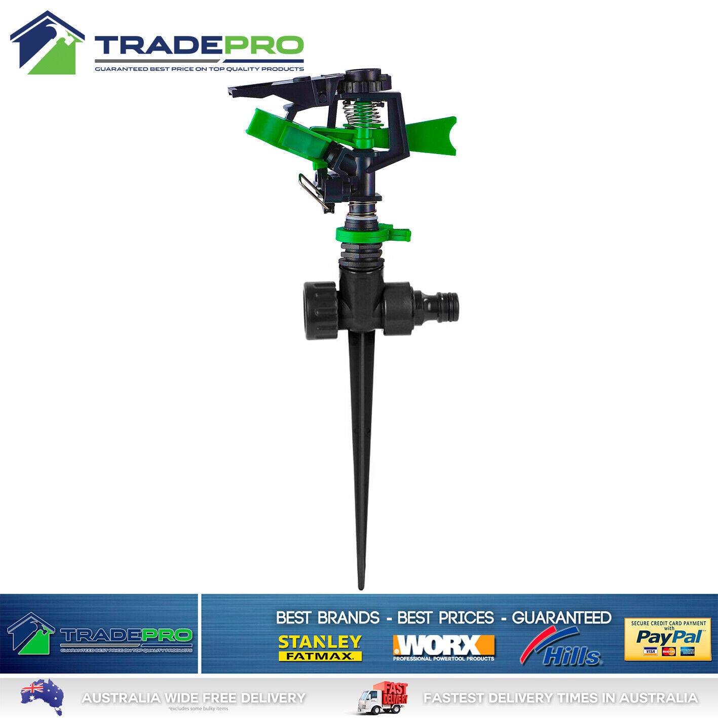 Lawn Sprinkler Impact on Spike Adjustable Pattern Spray Grass Garden Watering