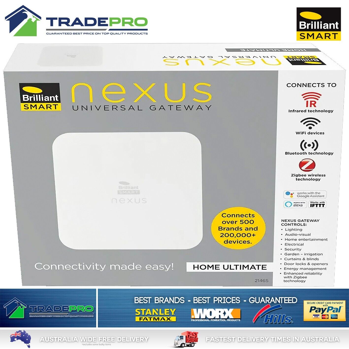 Brilliant Smart Nexus Ultimate Universal Gateway White Wifi SmartHome Alexa PRO