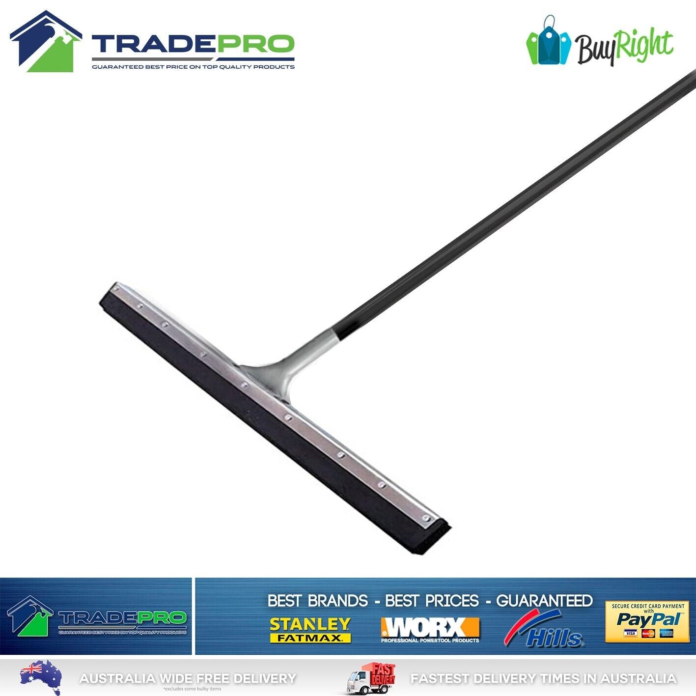 Floor Squeegee 600mm Foam Neoprene Blade & Handle for Grout & Tile 60cm Broom