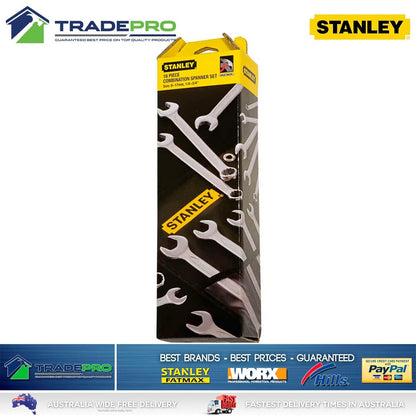 Stanley 16pc Metric Imperial Spanner Set Kit SAE Combination Wrench Mechanic PRO