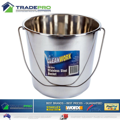 Stainless Steel Bucket with Handle 20Ltr HDuty Premium Quality NewModel 20L Pail