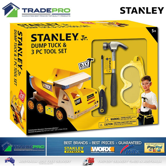 Stanley Kids DIY Wood Dump Truck & Tool Kit Hammer Screwdriver Set Child Toy PRO
