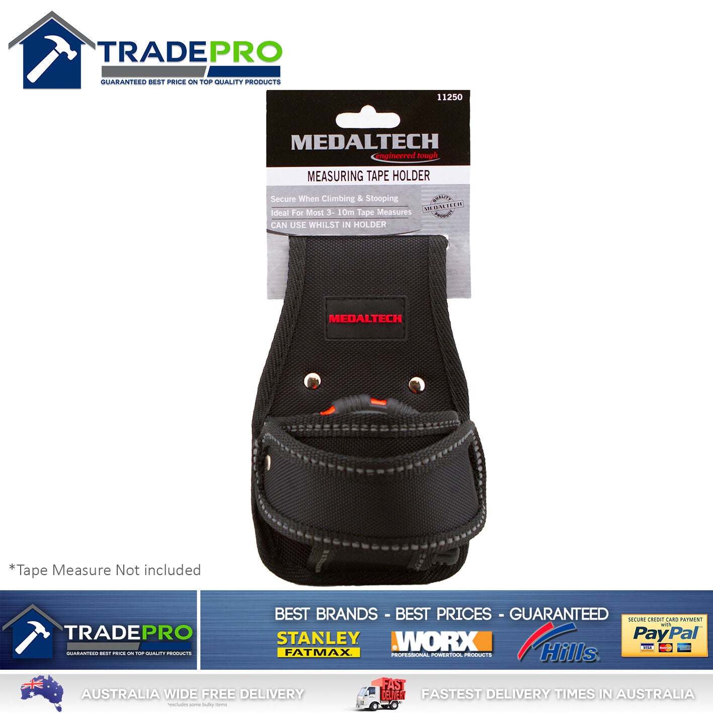 Tape Measure Holder Pouch Medaltech® Quality Heavy Duty Fits Most Tapes Nail Bag