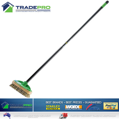 Oates Long Handle Deck Scrub Broom Brush Short Stiff Durable Synthetic Bristles
