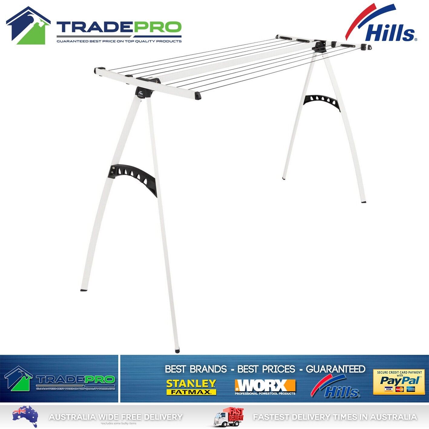 Hills Clothesline Portable 120 NEW 12m Clothes Line Airer Drying Rack Foldable