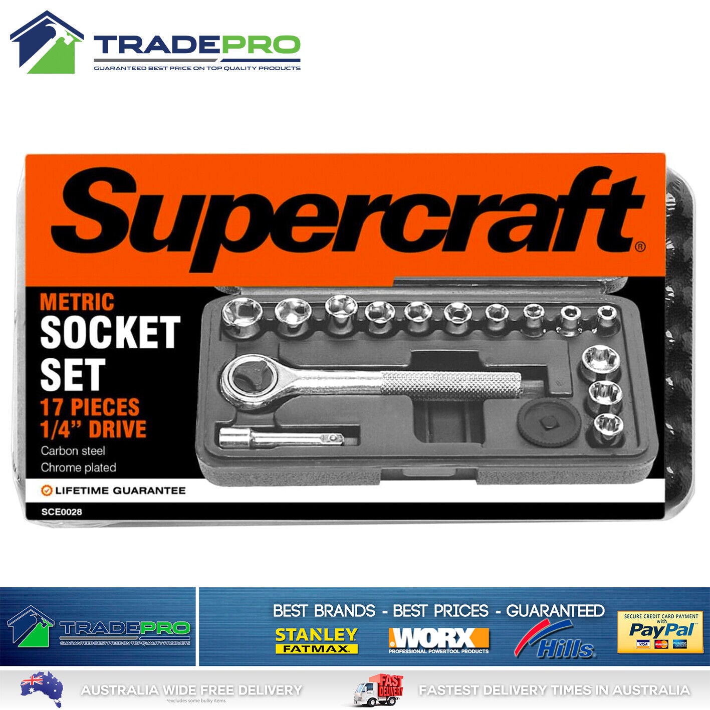 Genuine Supercraft® 17pc 1/4" Drive Metric/Imperial Socket Set in Storage Case
