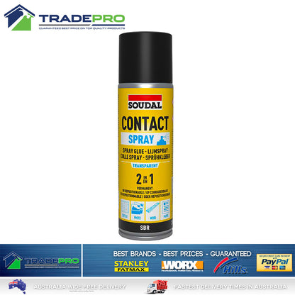Contact Adhesive Spray Fast Grip Soudal 300ml Permanent Strong Glue Bonding Can