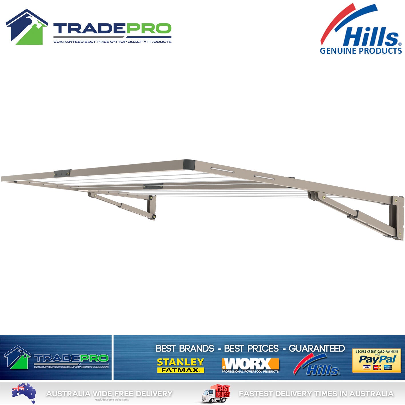 Hills Everyday Double Folding Frame Clothesline Genuine Fold Down Clothes Line