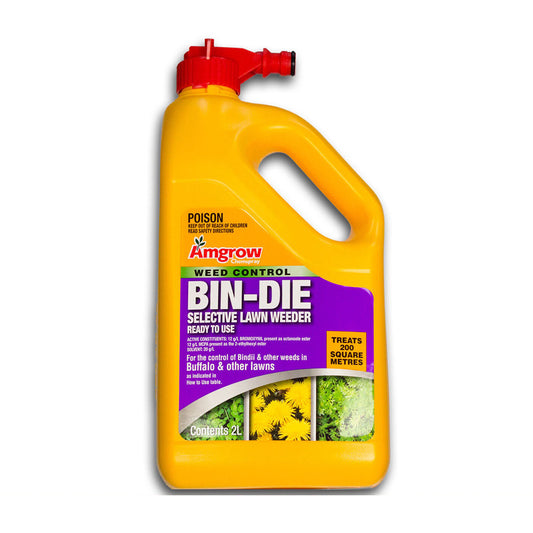 Bin-Die Clover Oxalis Bindi Killer Selective Lawn Weed Kill 2L Buffalo Safe Hose