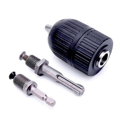 Drill Chuck with SDS & Impact Adaptor Fit 1-10mm Drills 3/8" Keyless Black DIY