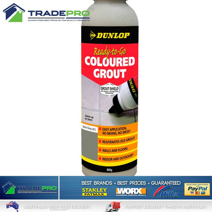 Tile Grout 800g Coloured Grey Premix Dunlop Wall Floor In & Outdoor Ready Powder