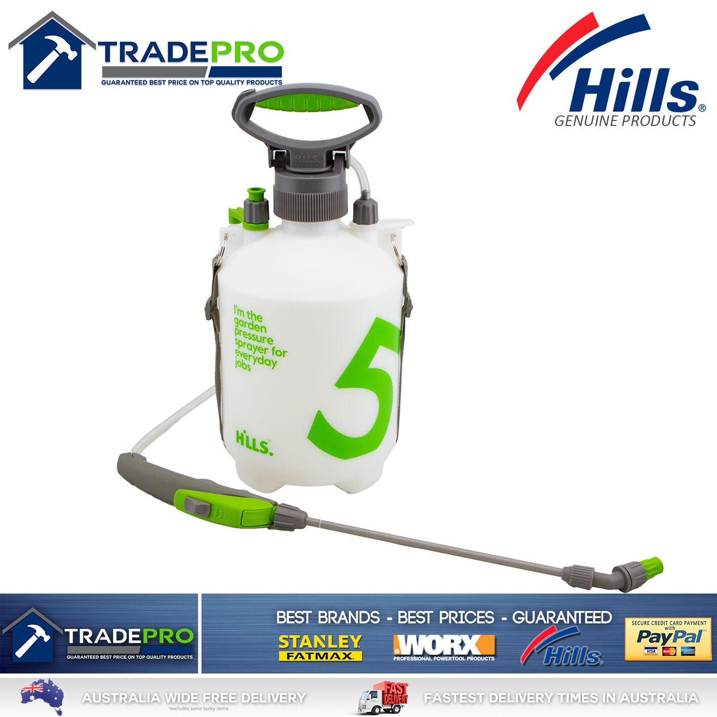 Hills 5Ltr Sprayer Professional Nozzle 5L Chemical Garden Pets 5 Litre Bottle