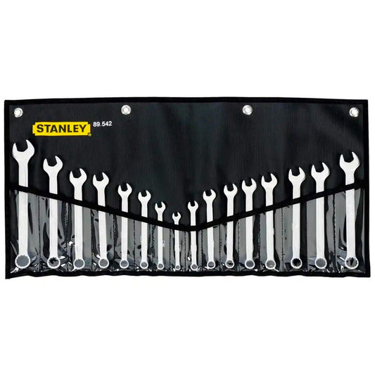 Stanley 16pc Metric Imperial Spanner Set Kit SAE Combination Wrench Mechanic PRO