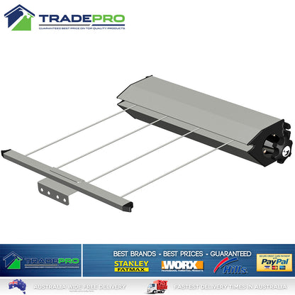 Retracting Clothesline 4 Line Slim Retractable Pull Out Clothes line Grey