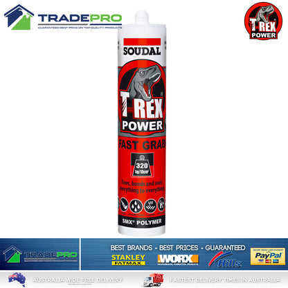 6x Soudal T-Rex Power BLACK Fast Grab SMX Polymer Sealant Adhesive Glue 290ml