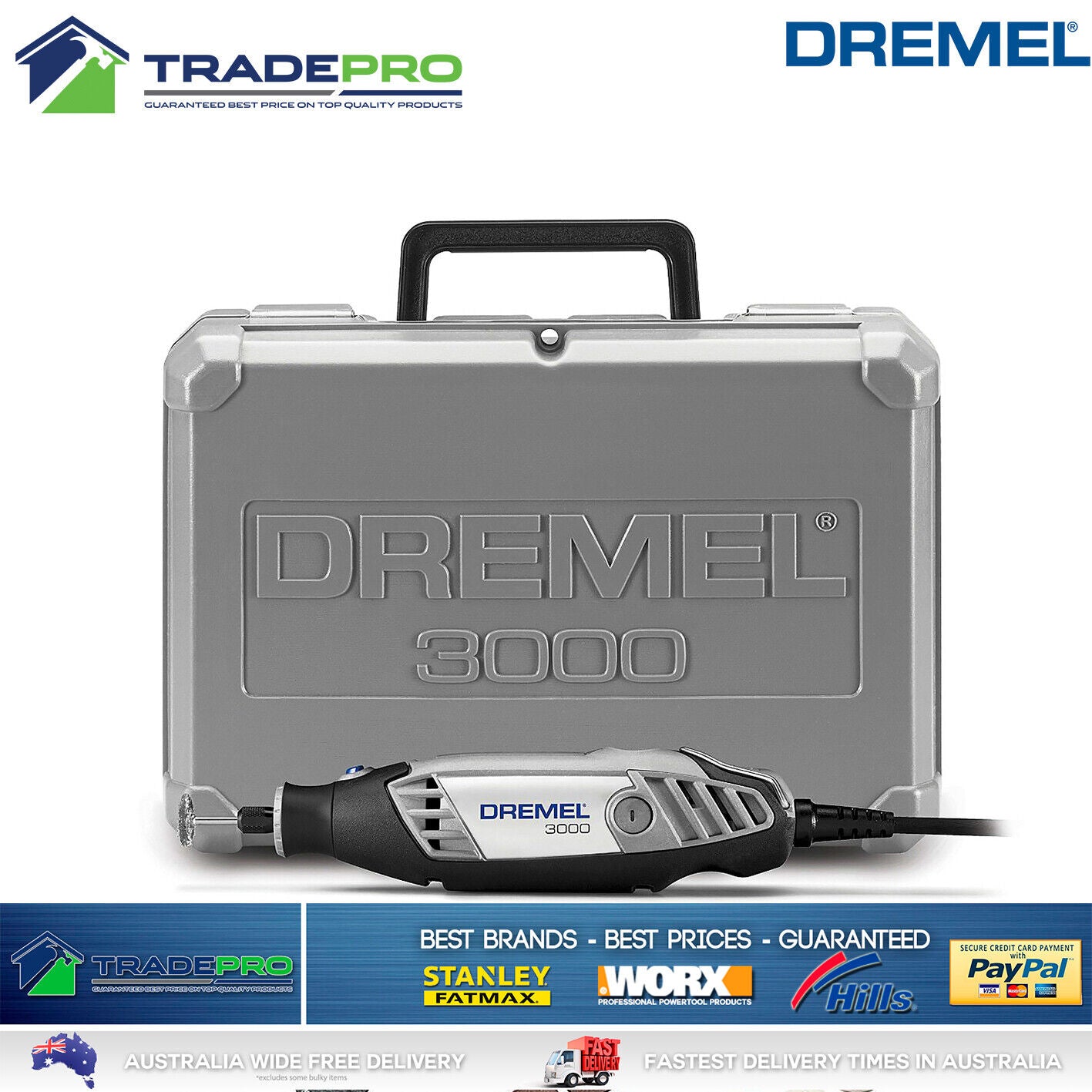 Dremel Electric Rotary Tool PRO 130W Variable Speed 3000 Series 26pc Kit & Case