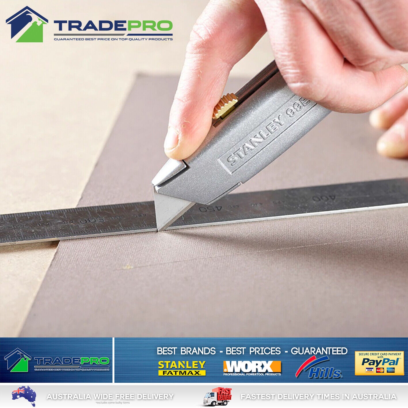 Genuine Stanley® New PRO Retractable Ultility Knife Twin Pack with 3 Blades