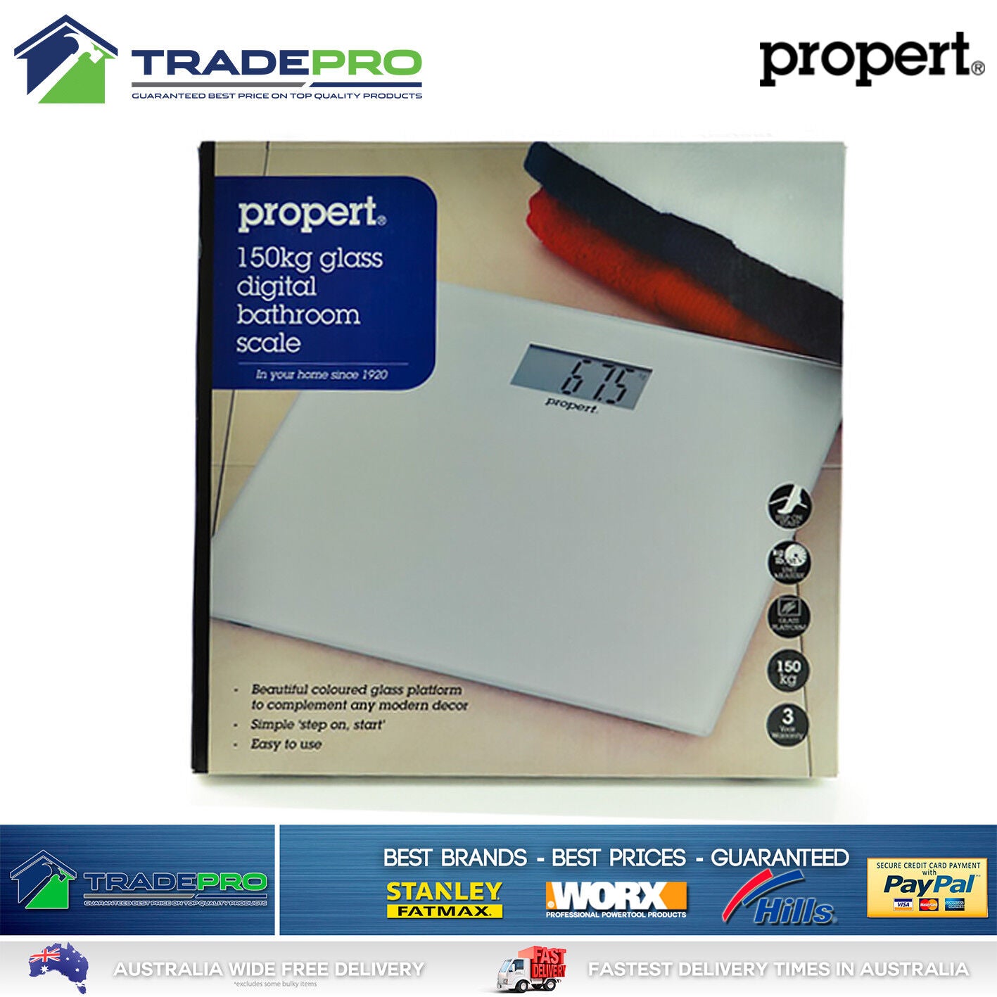 Bathroom Scale Digital Glass PRO Quality Propert® Electronic Scales LCD Silver