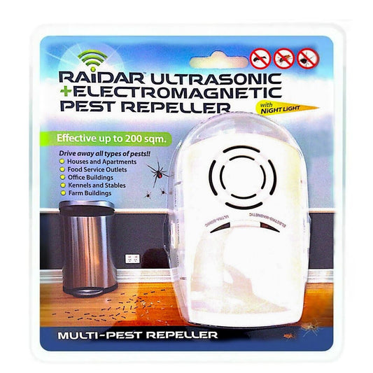 Sonic Pest Repeller Raidar Ultrasonic Electro Magnetic Plug In 200Sq Night Light