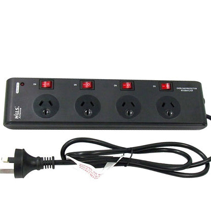 Power Board Surge Filter Protector 4Way Switched Outlet Black Powerboard