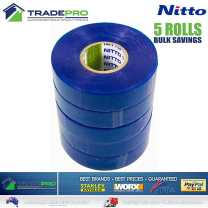 5x Rolls Nitto® Electrical Tape Blue 18mm x 20m Insulation Denko Electric Bulk