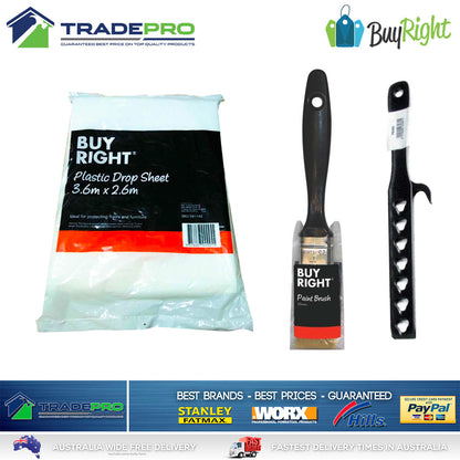 Paint Roller Kit 8pc 230mm 9" Brush Masking Tape Stirrer Roller Cover 5557897