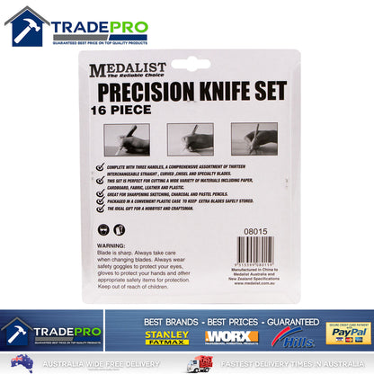 Precision Hobby Art Knife Set 16pc PRO Quality Medalist® Razor Tool & Case 08015