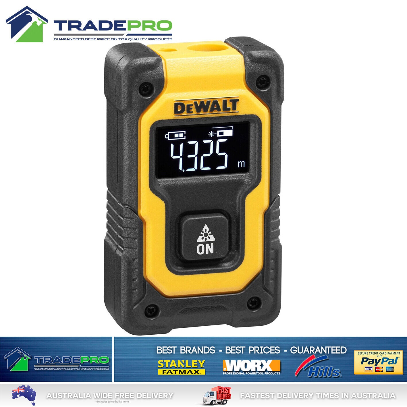 DeWalt® PRO Laser Line Measure 16M Distance Accurate Trade Measurer Tape Range
