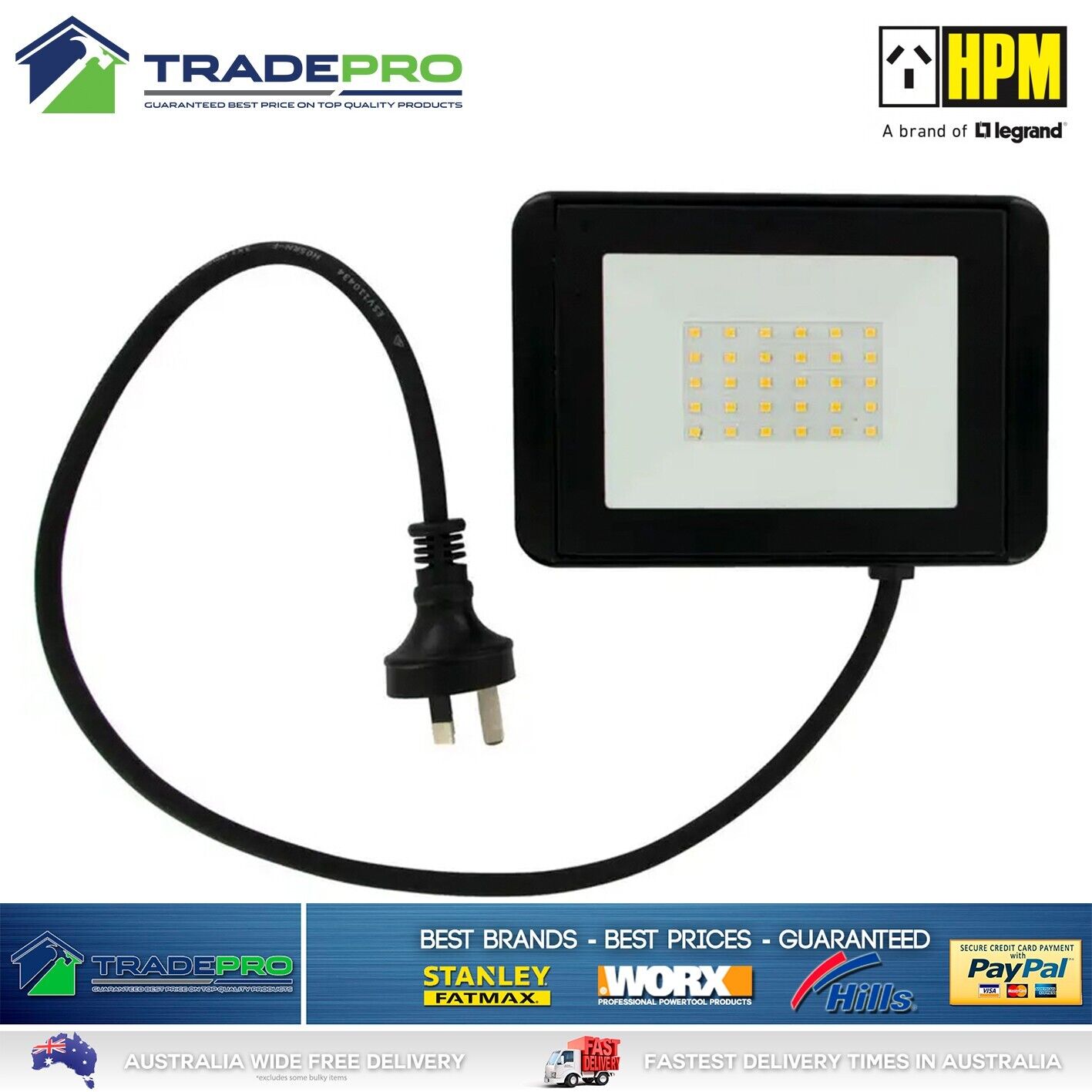 HPM LED Light Slim Fina Black 10W Sensor Outdoor Flex Plug Weather PRO