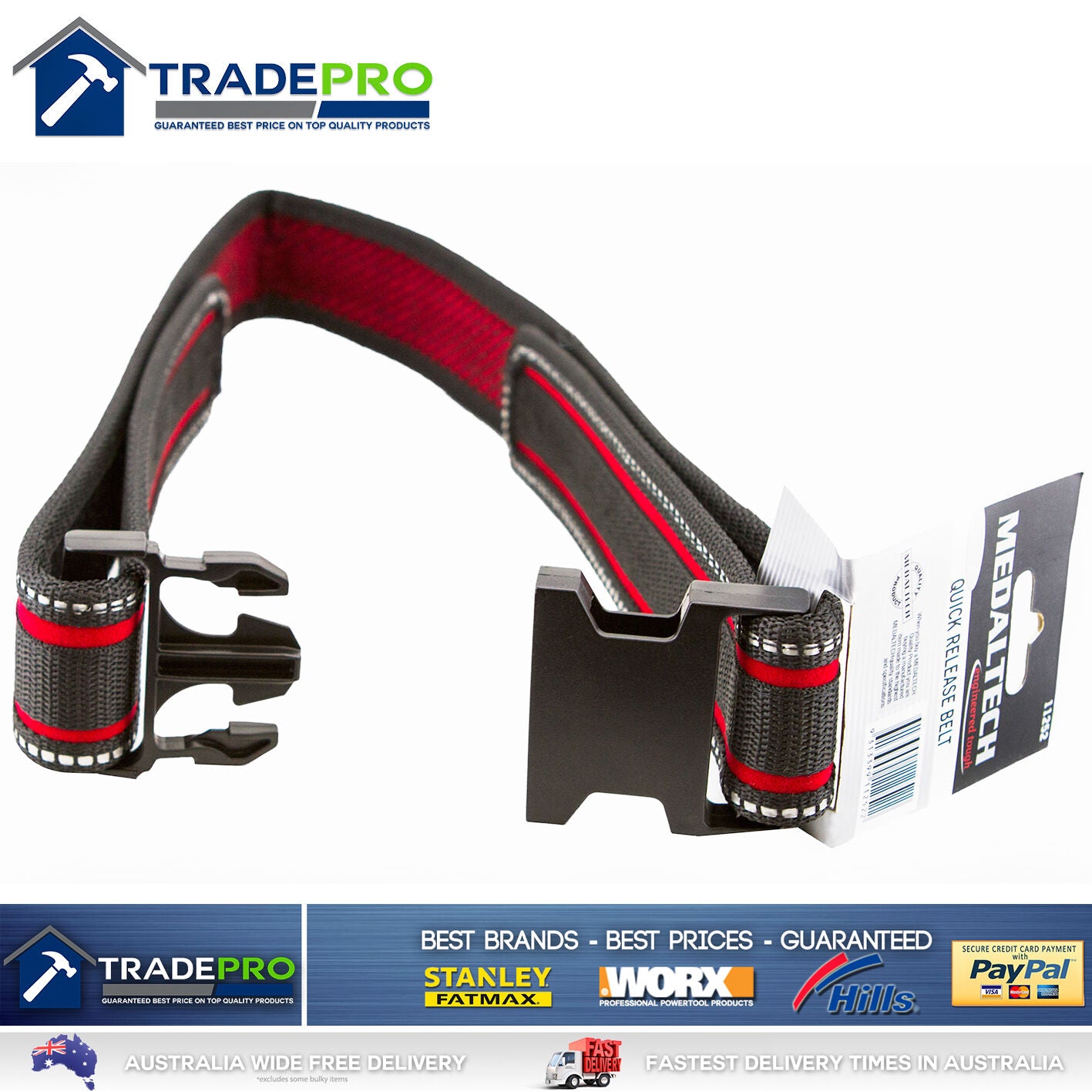 Tool Belt Medaltech® Pro-Soft Quick Release Heavy Duty for Rigger Scaff Nail Bag