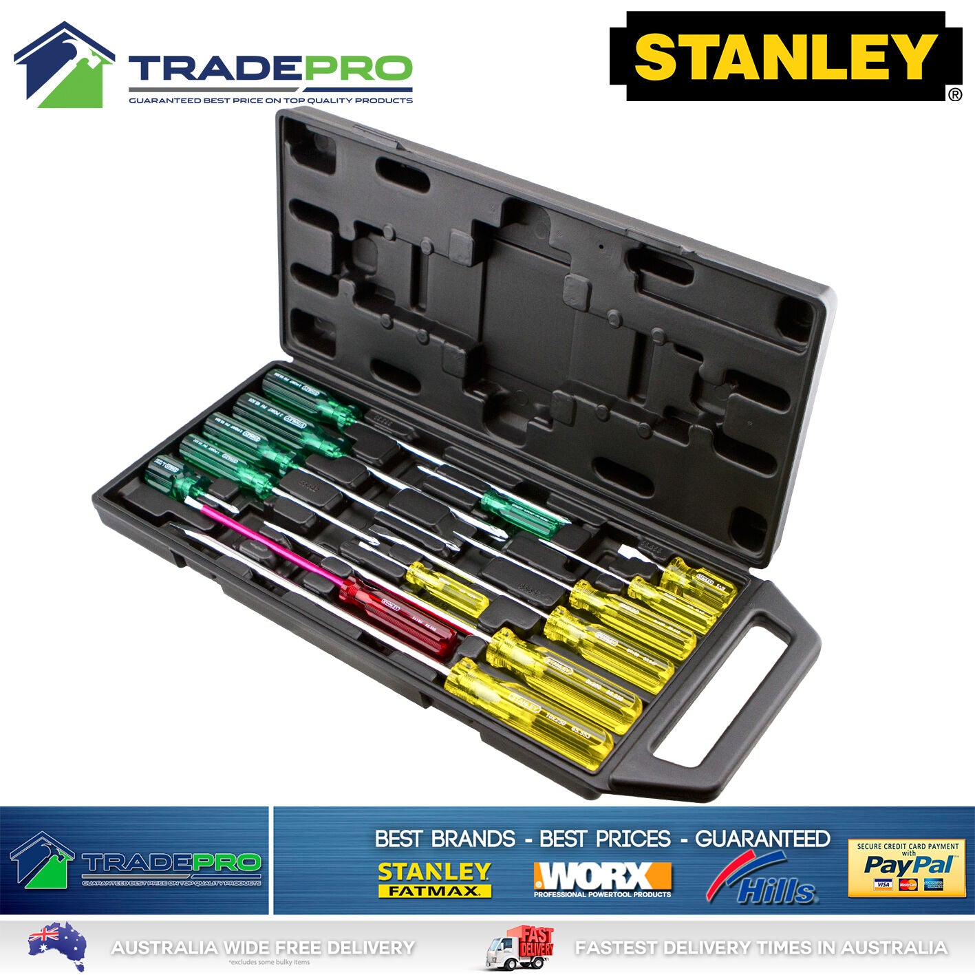 Stanley 14pce Screwdriver Set in Carry Case PRO 14pc Screw Driver Kit 1222520
