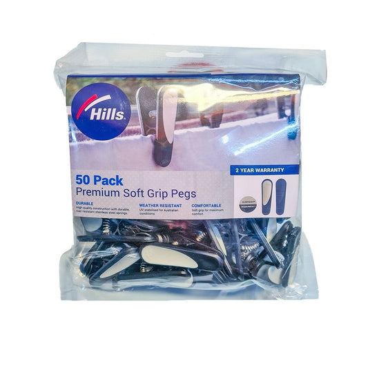 Clothes Pegs Quality Genuine Hills® 50pc NEW Rubberised Soft Grip Clothes Peg