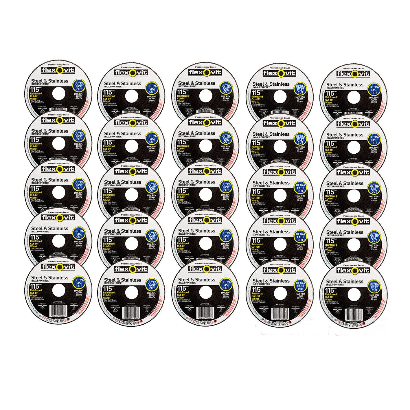 25x Metal Cut Off Wheel 115mm x22 1mm Flexovit® PRO Angle Grinder Cutting Discs