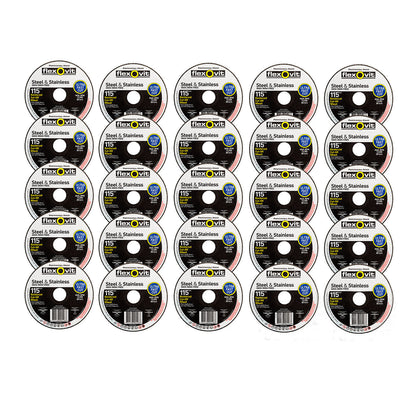 25x Metal Cut Off Wheel 115mm x22 1mm Flexovit® PRO Angle Grinder Cutting Discs