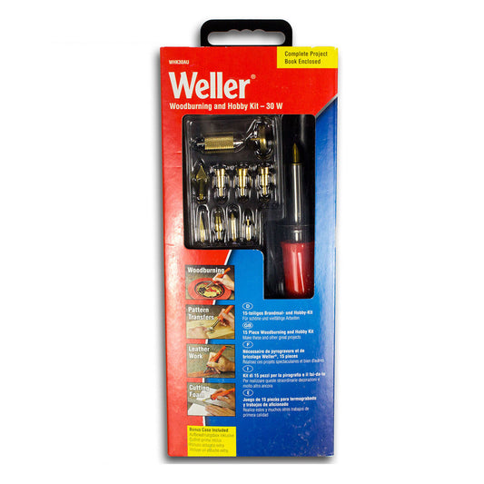 Professional Wood Leather Burning Hobby Kit 15pc Pyrography Set 30W 240V Weller