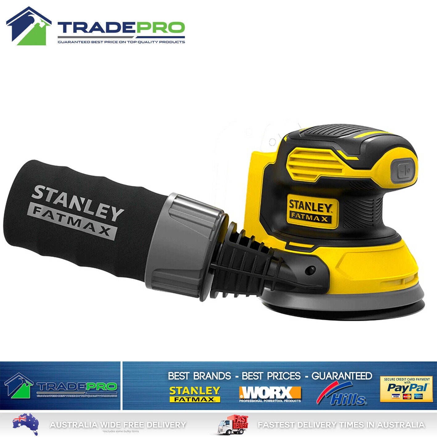 Stanley® Fatmax 18V Sander Random Orbital Wood Paint Metal with Dust Cartridge