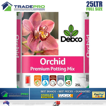 Debco 25L Orchid Premium Potting Mix Fertiliser Tub Garden Pot Plants Soil PRO