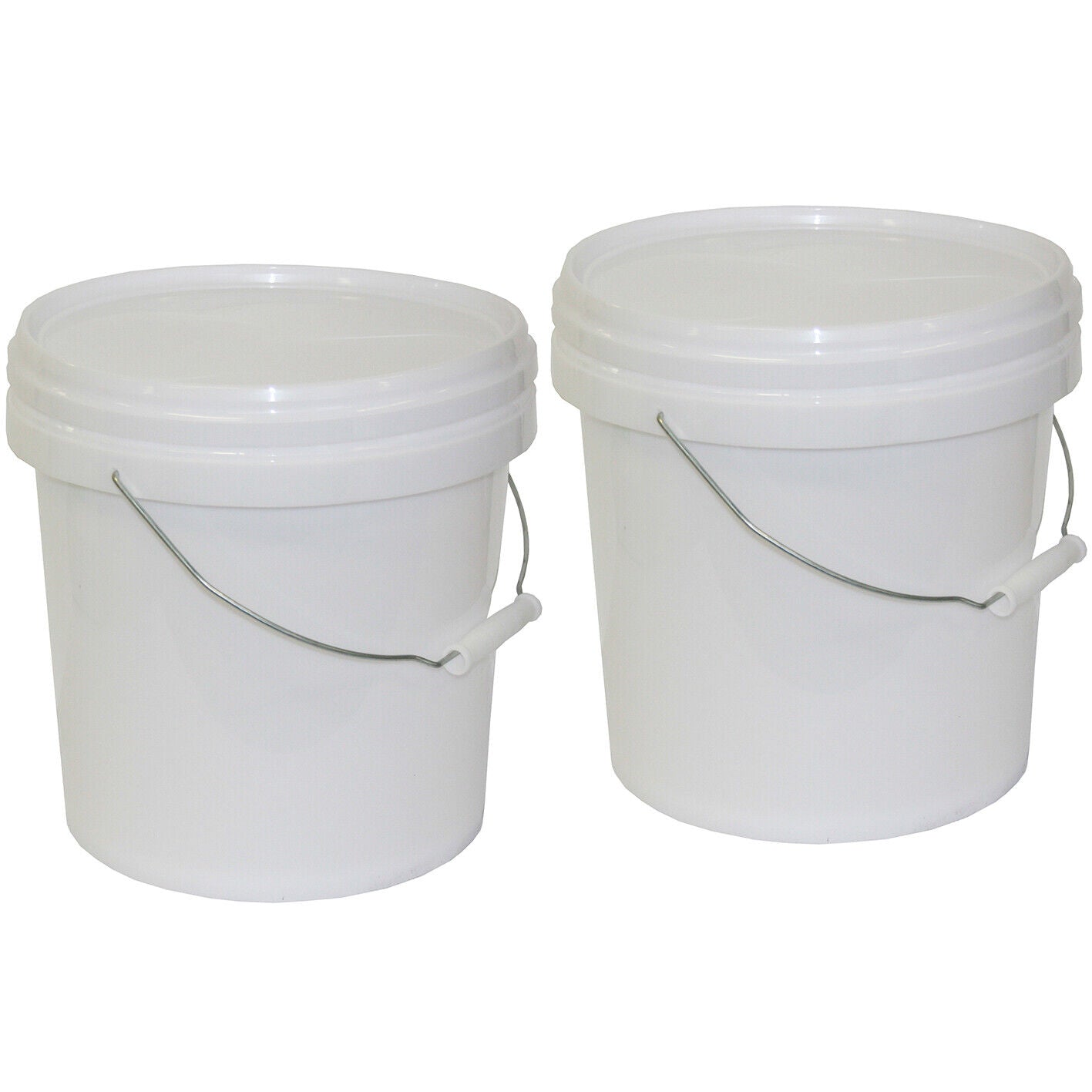 2x Quality Bucket with Lid & Handle 10Ltr H/Duty Premium Plastic Food Grade 10L