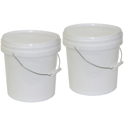 2x Quality Bucket with Lid & Handle 10Ltr H/Duty Premium Plastic Food Grade 10L