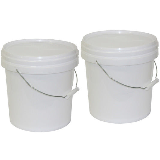 2x Quality Bucket with Lid & Handle 10Ltr H/Duty Premium Plastic Food Grade 10L